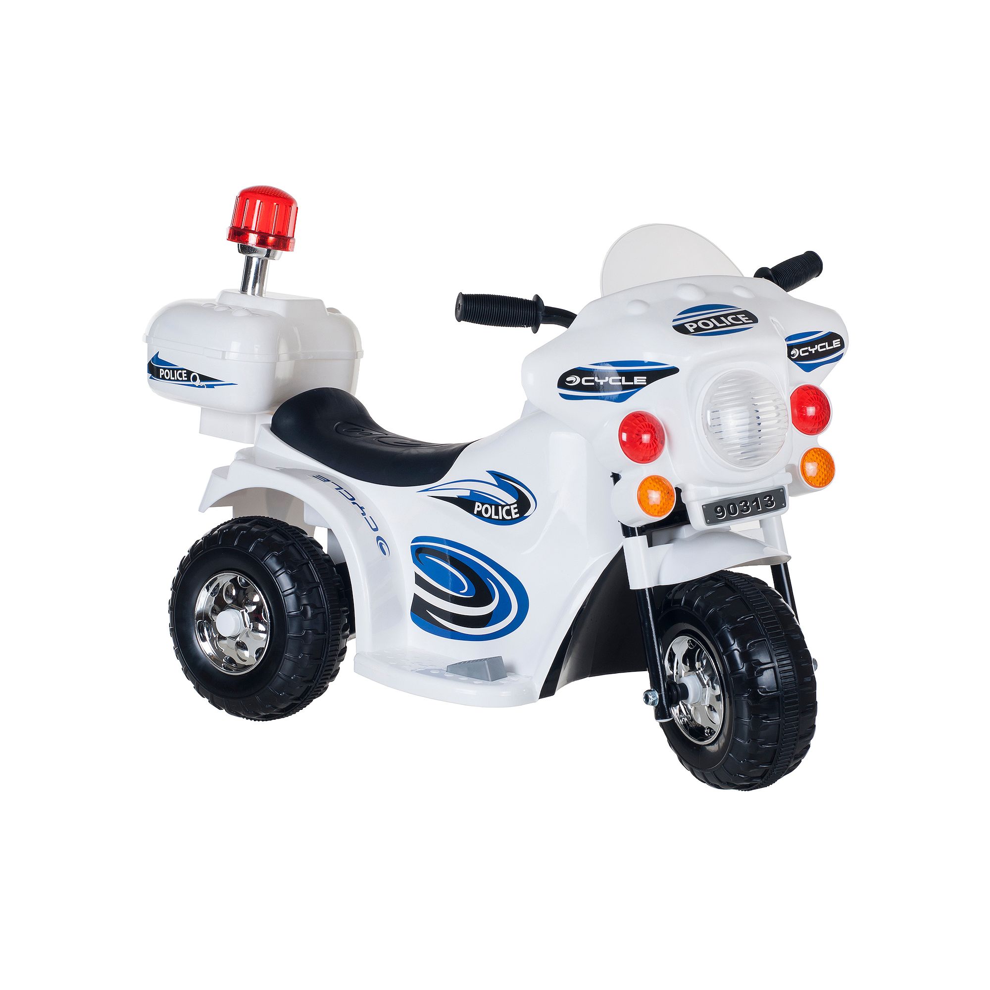 Lil Rider SuperSport Three-Wheeled Police Motorcycle Ride-On, White