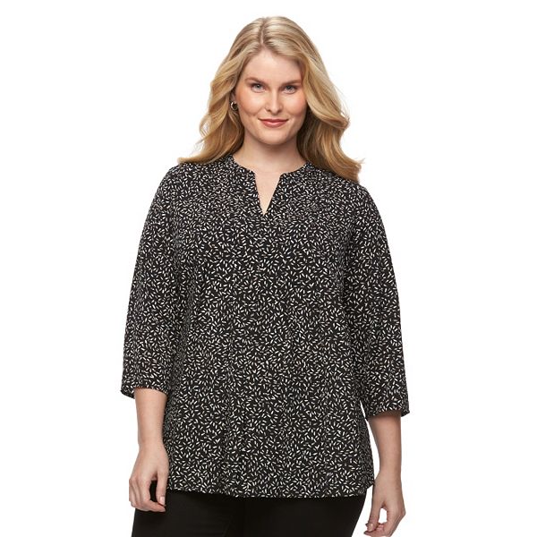 Plus Size Croft & Barrow® Pleated Crepe Tunic