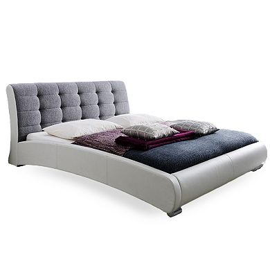Baxton Studio Guerin Faux-Leather Two-Tone Tufted Queen Platform Bed