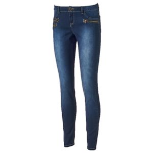 Juniors' Almost Famous 3-Zipper Skinny Jeans