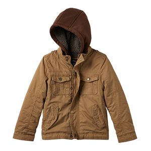 Boys 4-7 Urban Republic Hooded Sherpa-Lined Peached Twill Midweight Jacket