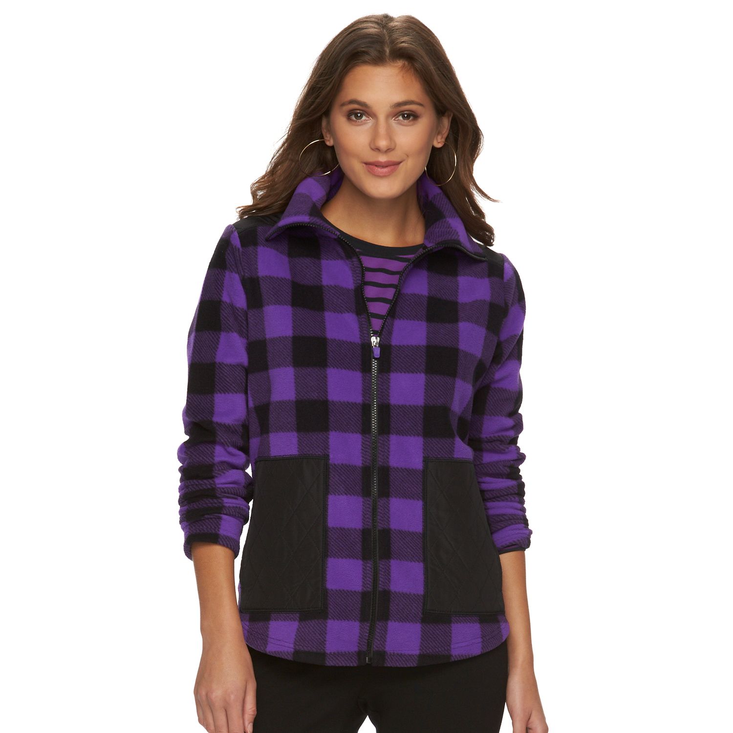 women's buffalo plaid fleece jacket