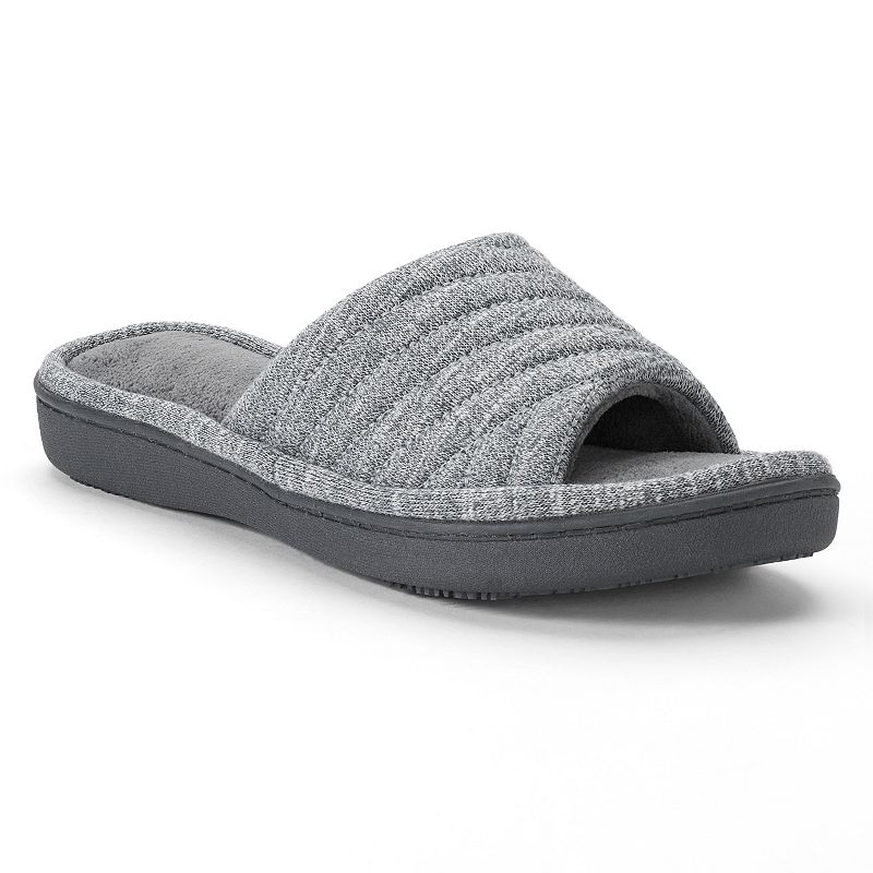 isotoner Womens Andrea Space Knit Slide Slippers, Size: Small, Med Grey
