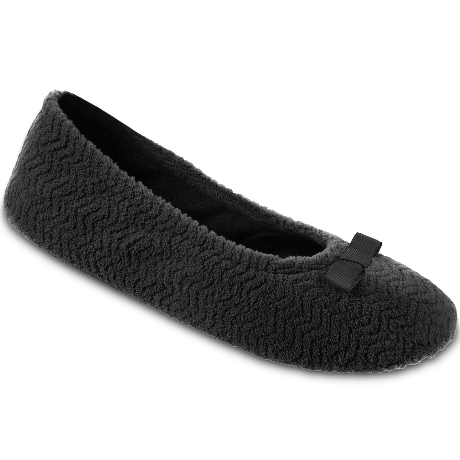 thumbnail image 2 of DF By Dearfoams Women's M Black Ribbed Knit Clog Slippers 2 of 9