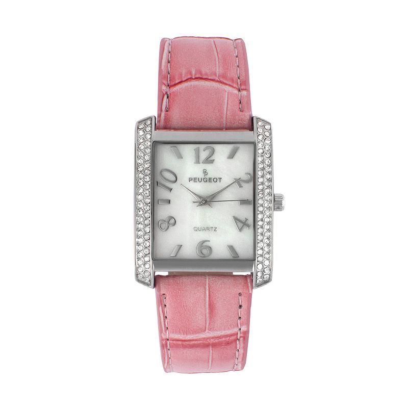 Peugeot Womens Crystal Pink Leather Watch - 325PK
