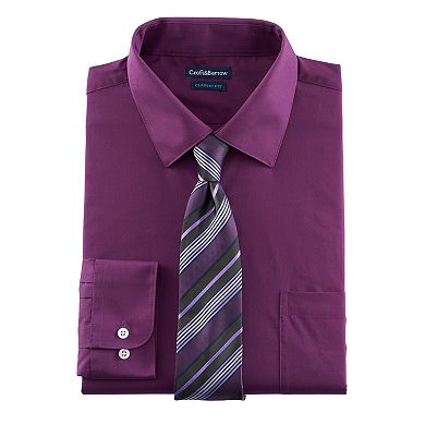 Men's Croft & Barrow® Regular-Fit Stretch Collar Dress Shirt and Patterned Tie Boxed Set