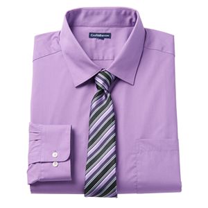 Men's Croft & Barrow® Classic-Fit Striped Dress Shirt and Patterned Tie Boxed Set