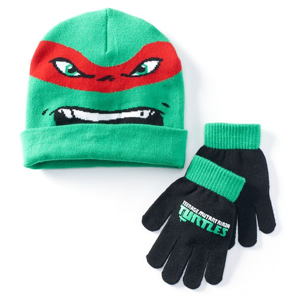 Kids Teenage Mutant Ninja Turtles Winter Green Hat Glove & Scarf Set 2-8 Years 