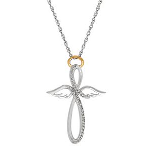 Miracles Sterling Silver Diamond Accent Infinity Angel Pendant