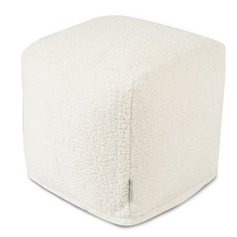 Majestic Home Goods Faux Sherpa Sheepskin Cube Pouf Ottoman