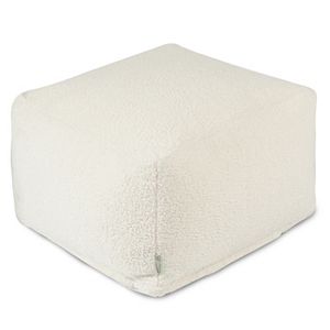Majestic Home Goods Faux Sherpa Sheepskin Pouf Ottoman