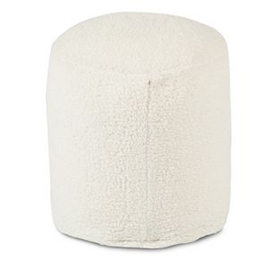 Majestic Home Goods Faux Sherpa Sheepskin Small Pouf Ottoman