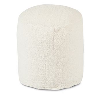 Majestic Home Goods Faux Sherpa Sheepskin Small Pouf Ottoman