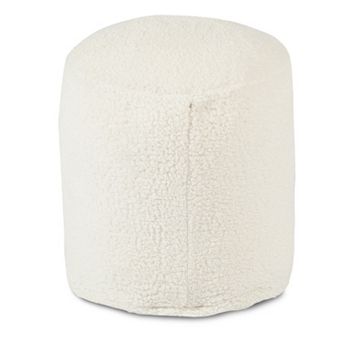 Majestic Home Goods Faux Sherpa Sheepskin Small Pouf Ottoman