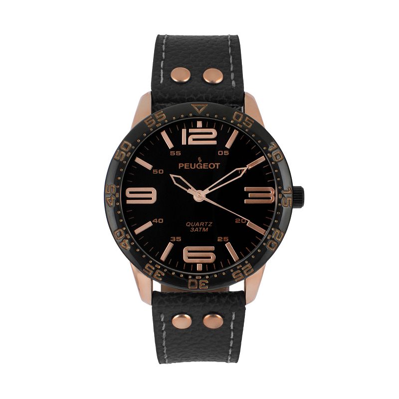 39559237 Peugeot Mens Sport Leather Watch, Black sku 39559237