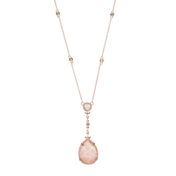 Lavish by TJM 18k Rose Gold Over Silver Rose Quartz & Marcasite ...