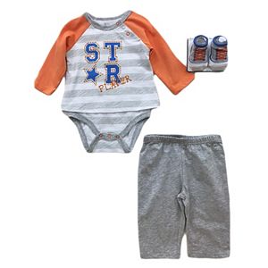 Baby Boy Vitamins Baby Graphic Mock-Layer Bodysuit, Pants & Socks Set