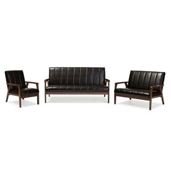 Baxton Studio Nikko Scandinavian Sofa 3 pc Set
