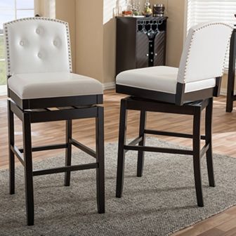 Baxton Studio Ginaro Faux-Leather Swivel Bar Stool 2 pc Set
