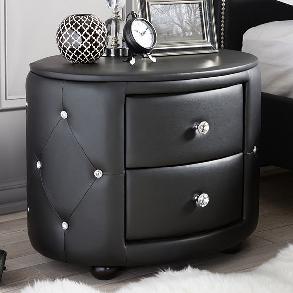 Baxton Studio Davina Holly Glamour Oval Nightstand