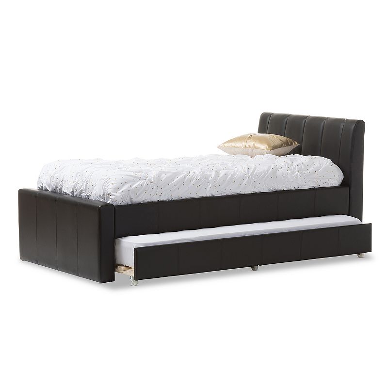 65467481 Baxton Studio Cosmo Faux-Leather Twin Bed & Trundl sku 65467481