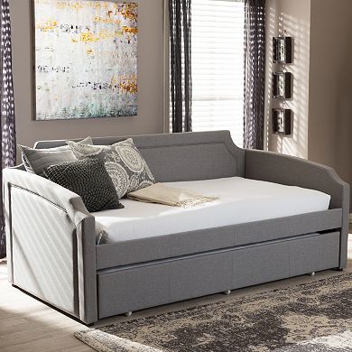 Baxton Studio Parkson Curved Linen Twin Daybed & Trundle