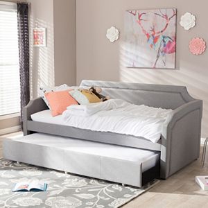 Baxton Studio Parkson Curved Linen Twin Daybed & Trundle