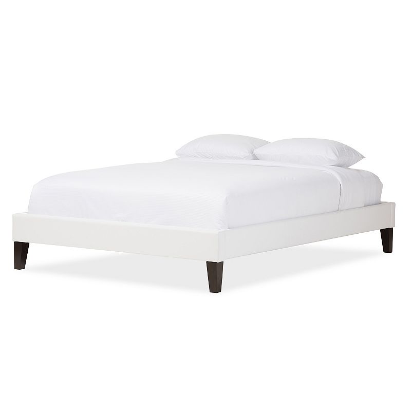 Baxton Studio Lancashire Faux-Leather Bed Frame, White, Queen