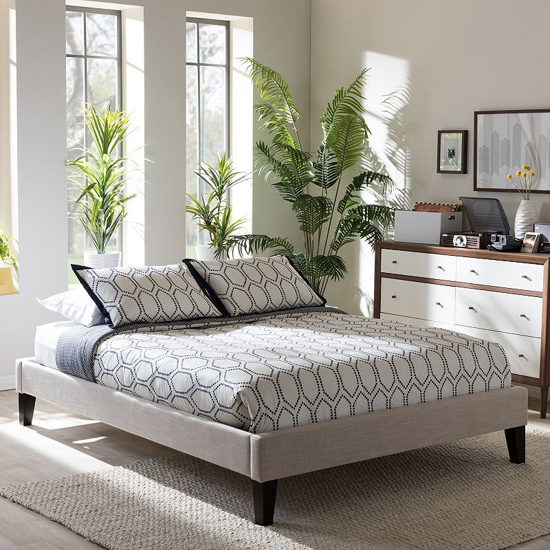 Baxton Studio Lancashire Upholstered Bed Frame, Beig/Green, Full