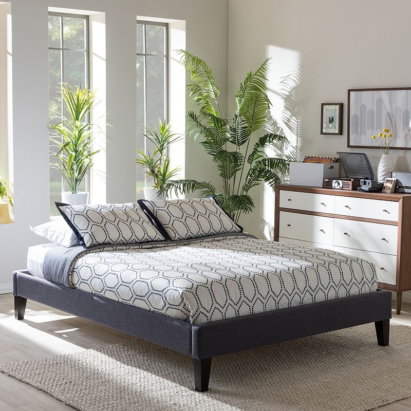 Baxton Studio Lancashire Upholstered Bed Frame, Dark Grey, Full