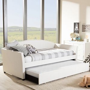 Baxton Studio London Faux-Leather Arched Twin Daybed & Trundle