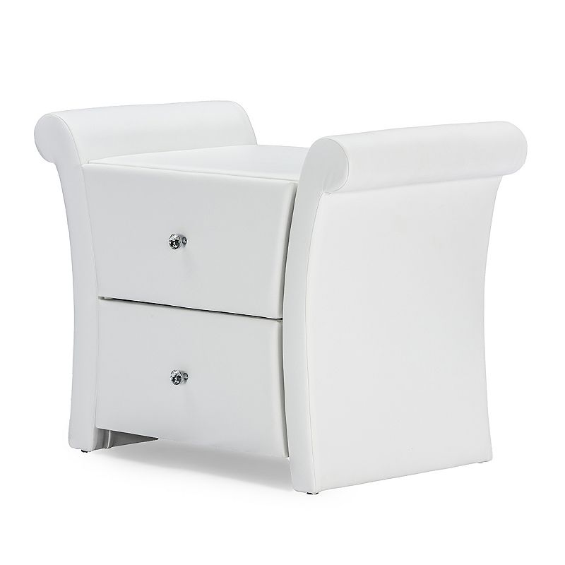 Baxton Studio Victoria Matte Finish Faux-Leather Nightstand, White