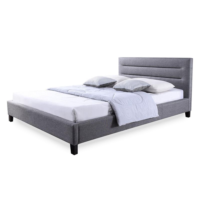 38115830 Baxton Studio Hillary Fabric Platform Bed, Grey, Q sku 38115830