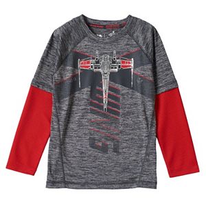 Boys 4-7x Star Wars a Collection for Kohl's Foil X-Wing Fighter Space-Dyed Thermal Skater Tee