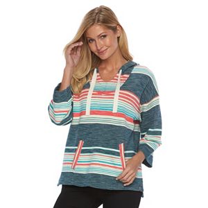 Women's Woolrich Quinn River Striped Poncho Sweater!