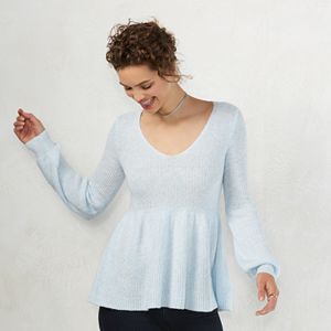 Women's LC Lauren Conrad V-Neck Peplum Sweater