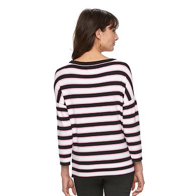 Women's ELLE™ Striped Paillette Crewneck Sweater