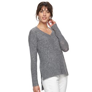 Women's ELLE™ High-Low Cable Knit Sweater