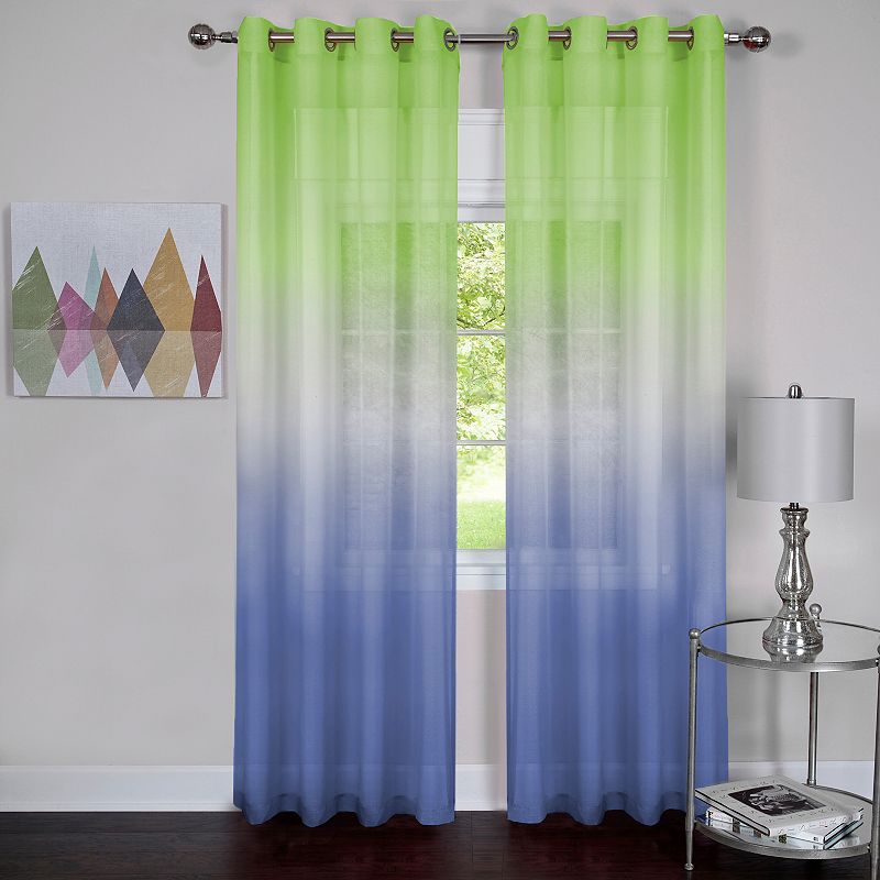 61548269 Achim 1-Panel Rainbow Window Curtain, Green, 52X84 sku 61548269