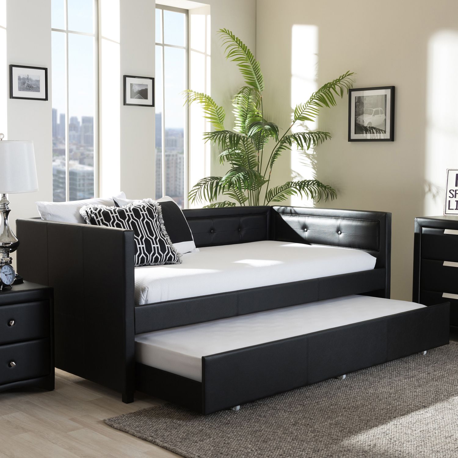 Baxton Studio Frank Twin Daybed Trundle   2666484 Black