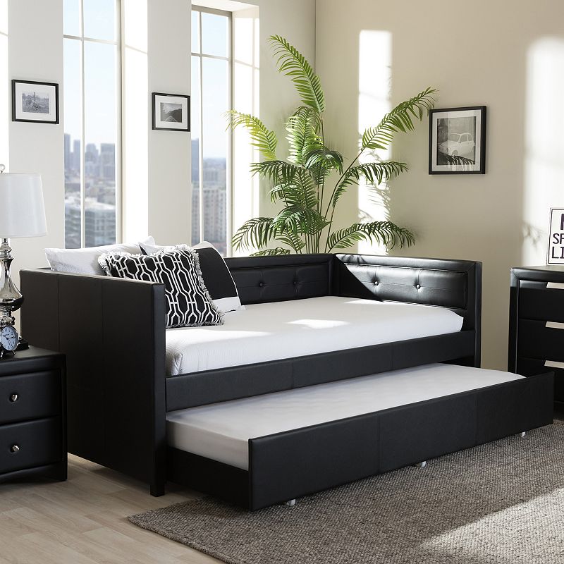 Baxton Studio Frank Twin Daybed & Trundle, Black
