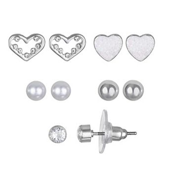 LC Lauren Conrad Heart & Ball Stud Earring Set