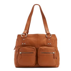 R&R Leather Zip Pocket Leather Tote