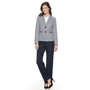Women's Le Suit Checkered Tweed Suit Jacket & Solid Pants Set