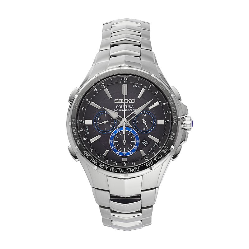 Seiko Men's Coutura Stainless Steel Solar Chronograph Watch - SSG009, Silver Tone