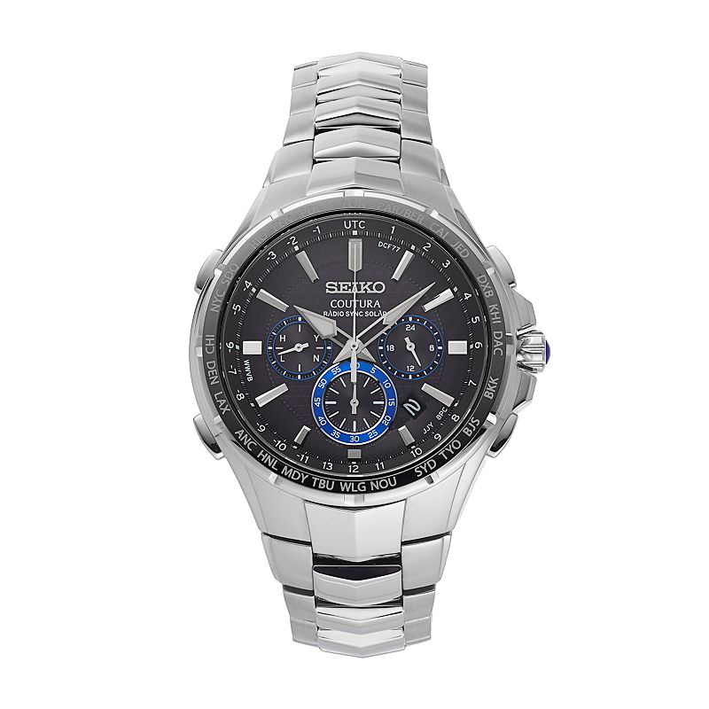 Seiko Mens Coutura Stainless Steel Solar Chronograph Watch - SSG009, Silve