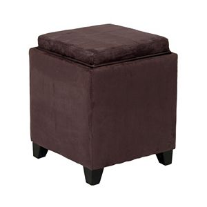Armen Living Microfiber Storage Ottoman