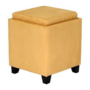 Armen Living Microfiber Storage Ottoman