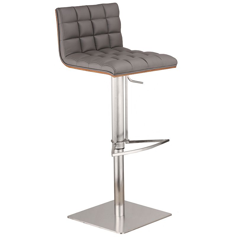 Armen Living Ivar Adjustable Swivel Bar Stool, Grey