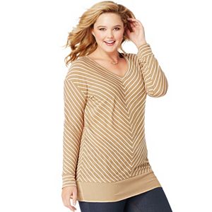 Plus Size Just My Size  Blocked Woven Trim Tunic